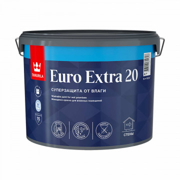 Краска моющаяся для влажных помещний EURO EXTRA-20 9л ТИККУРИЛА