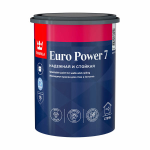 Краска моющаяся для стен и потолков EURO POWER-7 0,9л ТИККУРИЛА купить во Владимире