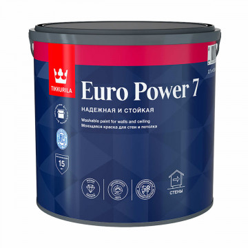 Краска моющаяся для стен и потолков EURO POWER-7 2,7л ТИККУРИЛА