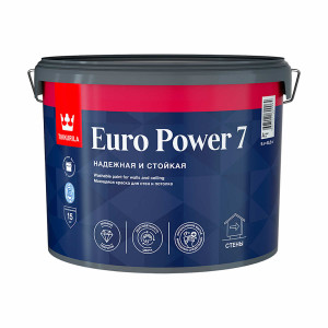 Краска моющаяся для стен и потолков EURO POWER-7 9л ТИККУРИЛА купить во Владимире