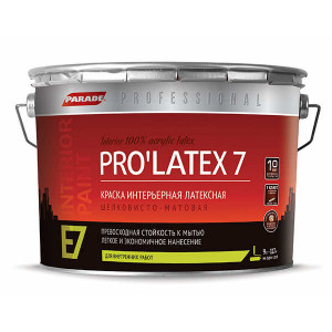 Краска интерьерная латексная PROFESSIONAL E7 PRO’LATEX7 база А шелковисто-матовая PARADE 0,9 л купить во Владимире