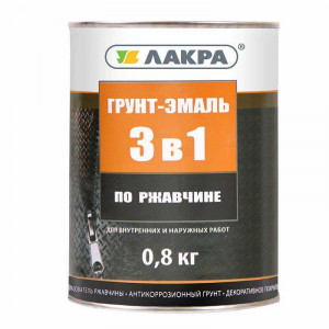 Грунт-эмаль 3 в 1 зеленый глянец 0,8кг ЛАКРА купить во Владимире