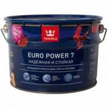 Краска интерьерная стойкая к мытью EURO POWER 7 база С матовая 9л ТИККУРИЛА