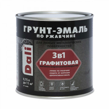 Грунт-эмаль по ржавчине графитовая черная 0,75л DALI