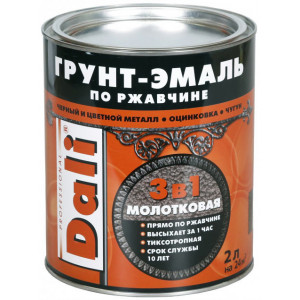 Грунт-эмаль по ржавчине молотковая черная 2л DALI купить во Владимире