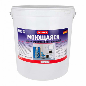 Краска моющаяся белая Decoself морозостойкая 23,7кг ПУФАС