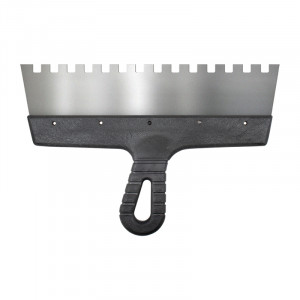 Шпатель зубчатый нержавеющий 300мм зуб 10х10 БИБЕР купить во Владимире