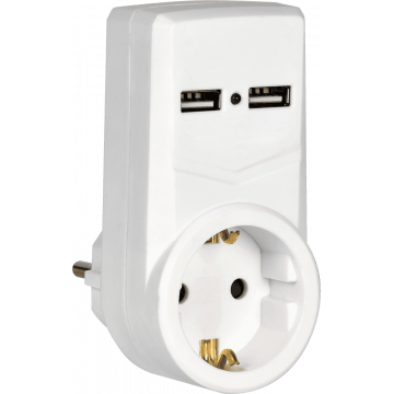 Адаптер Т-01/01 1розетка 2 USB 2,1A белый IEK