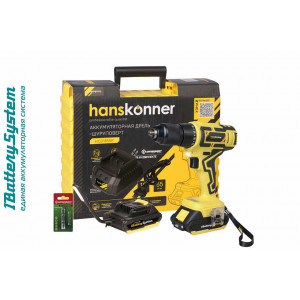 Дрель акк. HCD1855R 18B 1BatterySystem 2акк., 2Ач, 55Нм, мет 13мм, кейс HANSKONNER купить во Владимире