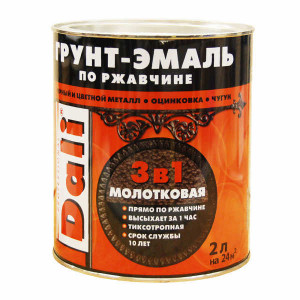 Грунт-эмаль по ржавчине молотковая серебристая 2л DALI купить во Владимире