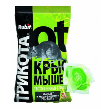 Средство от крыс и мышей ТРИКОТА тесто сырные брикеты 350г RUBIT