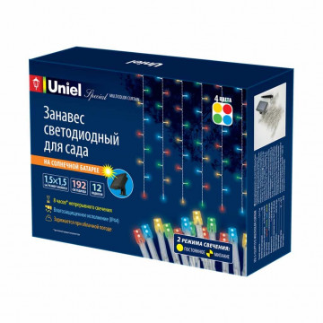 Занавес садовый Uniel, Multicolor Curtain USL-S-132/PT1515, на солнечной батарее, подвесной, пластик
