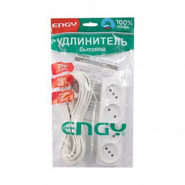 Удлинитель ENGY ЭКОНОМ 10м 4 розетки (ШВВП 2х0,75) белый