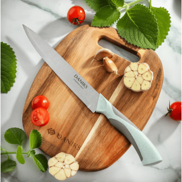 Нож кухонный Daniks, Gusto, разделочный, сталь, 20 см, рукоятка пластик, YW-A377B-SL