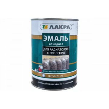 Эмаль акриловая для радиаторов белая полуматовая 0,9кг ЛАКРА