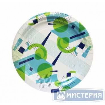 Тарелка одноразовая мелкая d230 мм, диз. "Мохито", карт. лам., 6 шт/упак "МИСТЕРИЯ" 432шт/кор РОССИЯ