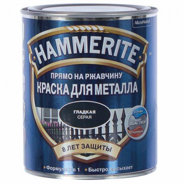 Краска для металла гладкая глянцевая серая 0,75л ХАММЕРАЙТ
