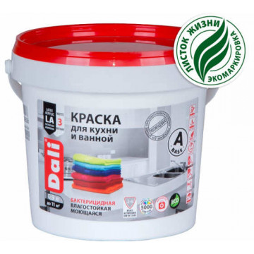 Краска латексная для кухни и ванной база А влагостойкая 9л DALI
