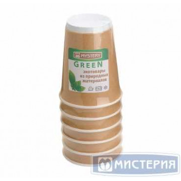 Стакан бумажный 300 мл 2 сл., d90 мм, крафт-бел., карт., 6 шт/упак "GREEN MYSTERY" 72 шт/кор РОССИЯ