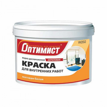 Краска интерьерная белая W202 14кг Оптимист