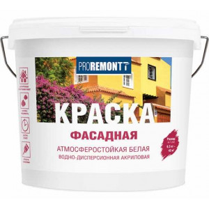 Краска фасадная белая 6,5кг PROREMONT Лакра купить во Владимире