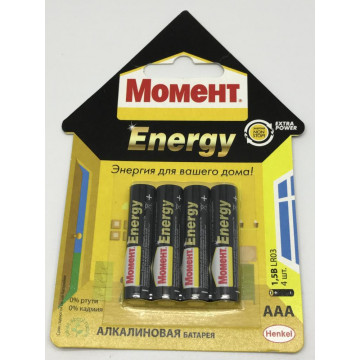 Батарейка "Момент ENERGY" тип ААА (4шт. на блистере) ХЕНКЕЛЬ