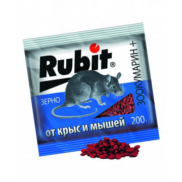 Средство от крыс и мышей ЗООКУМАРИН зерновая приманка 200г RUBIT