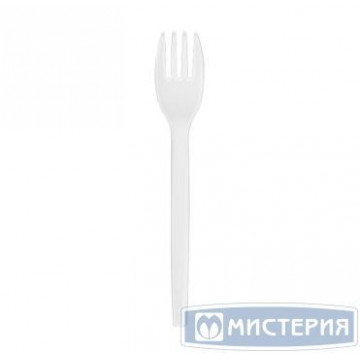 Вилка одноразовая 165 мм, бел., ПС, 12 шт/упак "МИСТЕРИЯ" 1 080 шт/кор РОССИЯ 185155