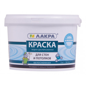 Краска для стен и потолков белоснежная 1,3кг Лакра купить во Владимире