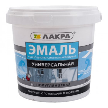 Эмаль акриловая универсальная белый полуглянец 0,9кг ЛАКРА