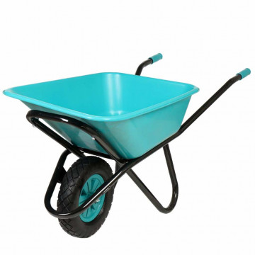 Тачка строительная ПЛАСТИК 2 колеса 180кг 120л D20 PU 3.25/3/00-8 бирюзовая