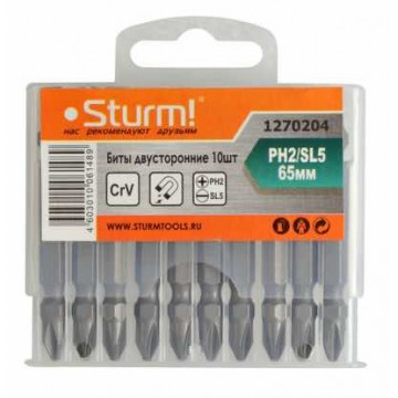 Биты двусторонние 65мм PH2xSL5x50мм магнит.наконечник STURM