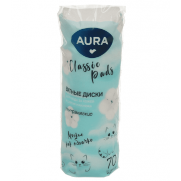 Ватные диски 70 шт, Aura, 013400