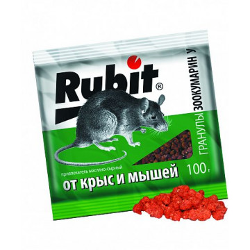 Средство от крыс и мышей ЗООКУМАРИН (гранулы) сырные 100г RUBIT